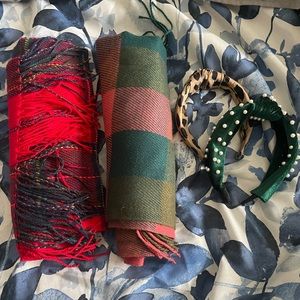 Scarf, leopard headband and green pearl headband for @marguevin149
